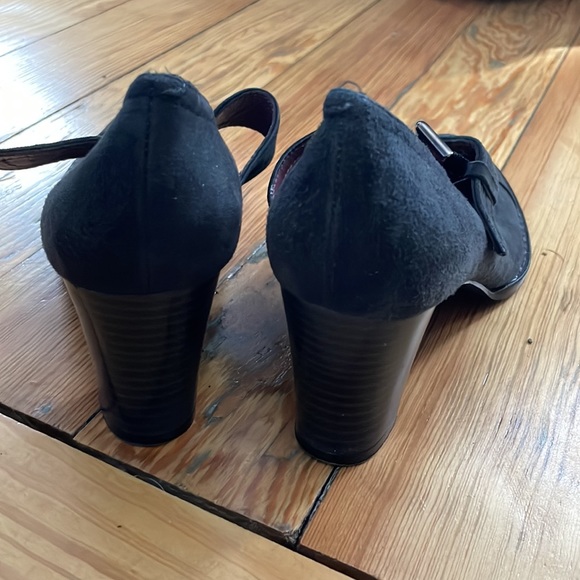 Black suede heels, gently used. - Picture 3 of 4